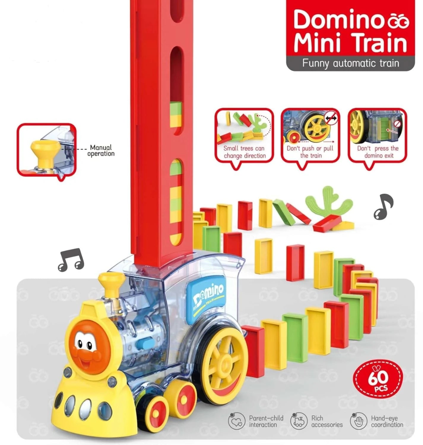 Domino Train with Building and Stacking Blocks Set