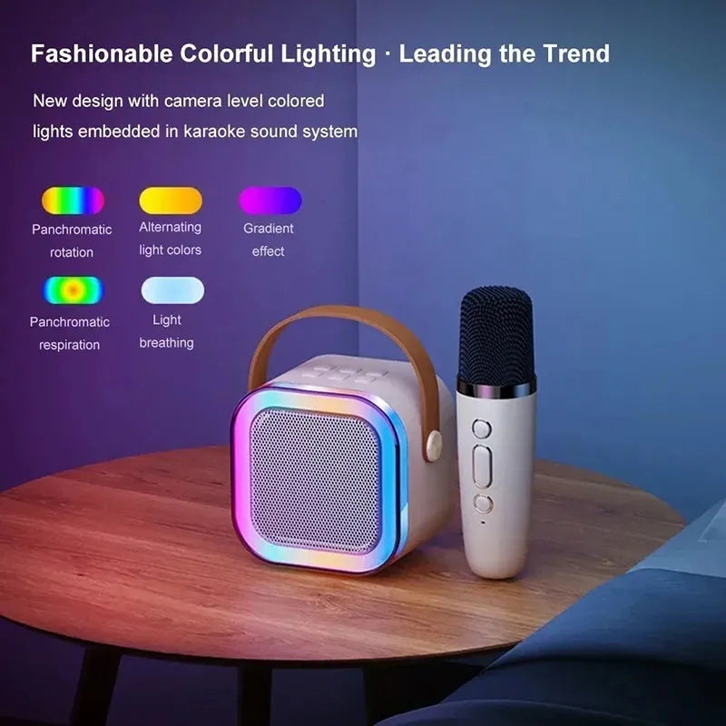 Karaoke Machine for Kids | Portable Bluetooth Speaker with 2 Wireless Microphones & RGB Lights