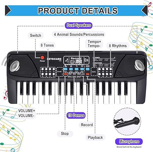 🎹 All-in-One Kids Piano Keyboard with Microphone & Recording Studio! 🎤