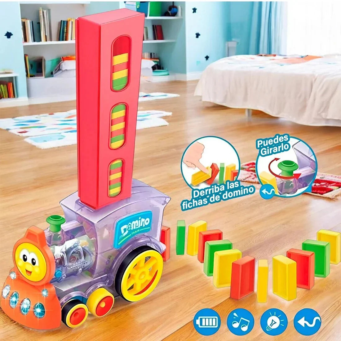 Domino Train with Building and Stacking Blocks Set