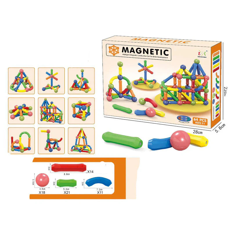 DIY Magnetic Sticks & Balls Set 🧲 – STEM Building Toy for Kids 3+