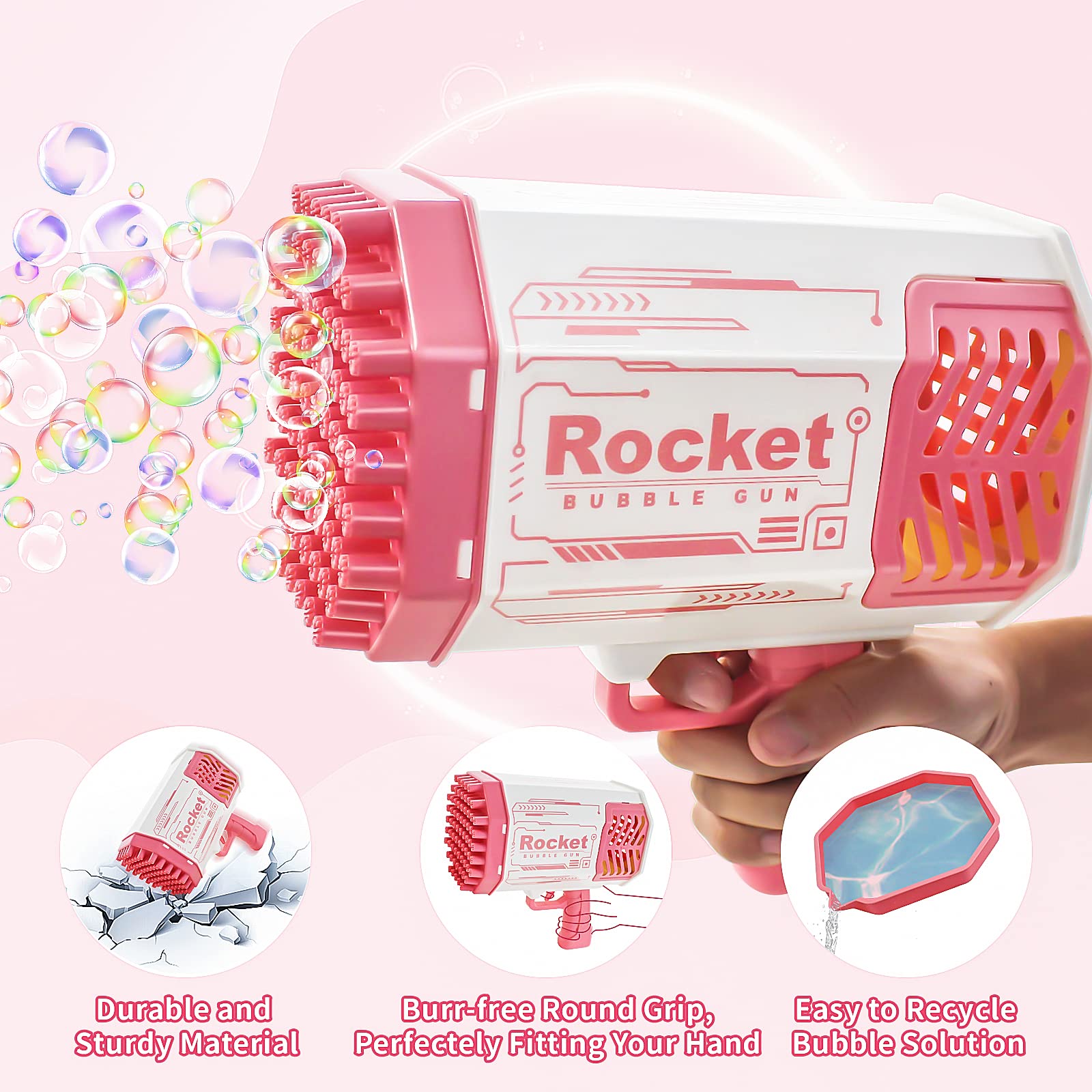 69 Holes Bubble Machine Gun with Lights | High-Output Automatic Bubble Blower for Kids