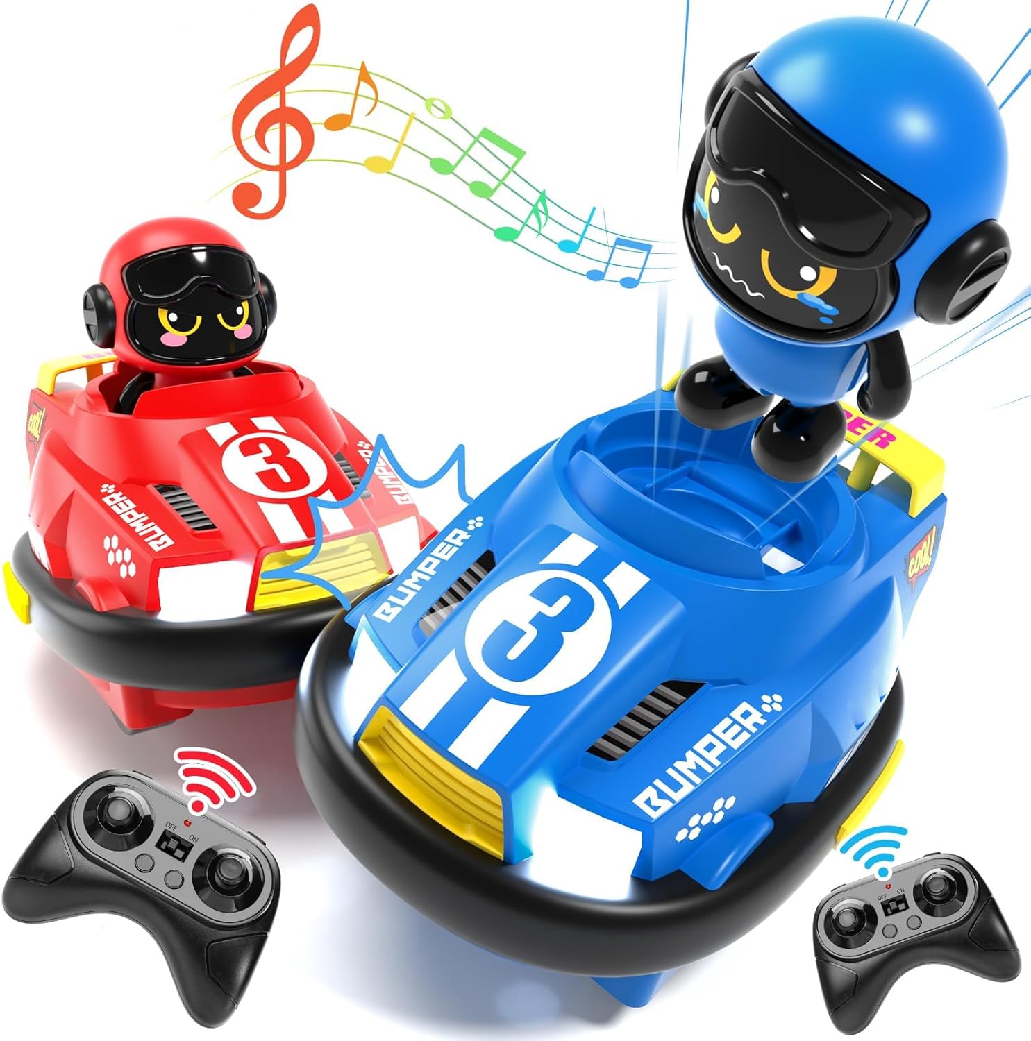 2Pcs RC Cute Mini Spray Bumper Cars with Lights & Sound | Rechargeable Remote Control Toy Cars for Kids