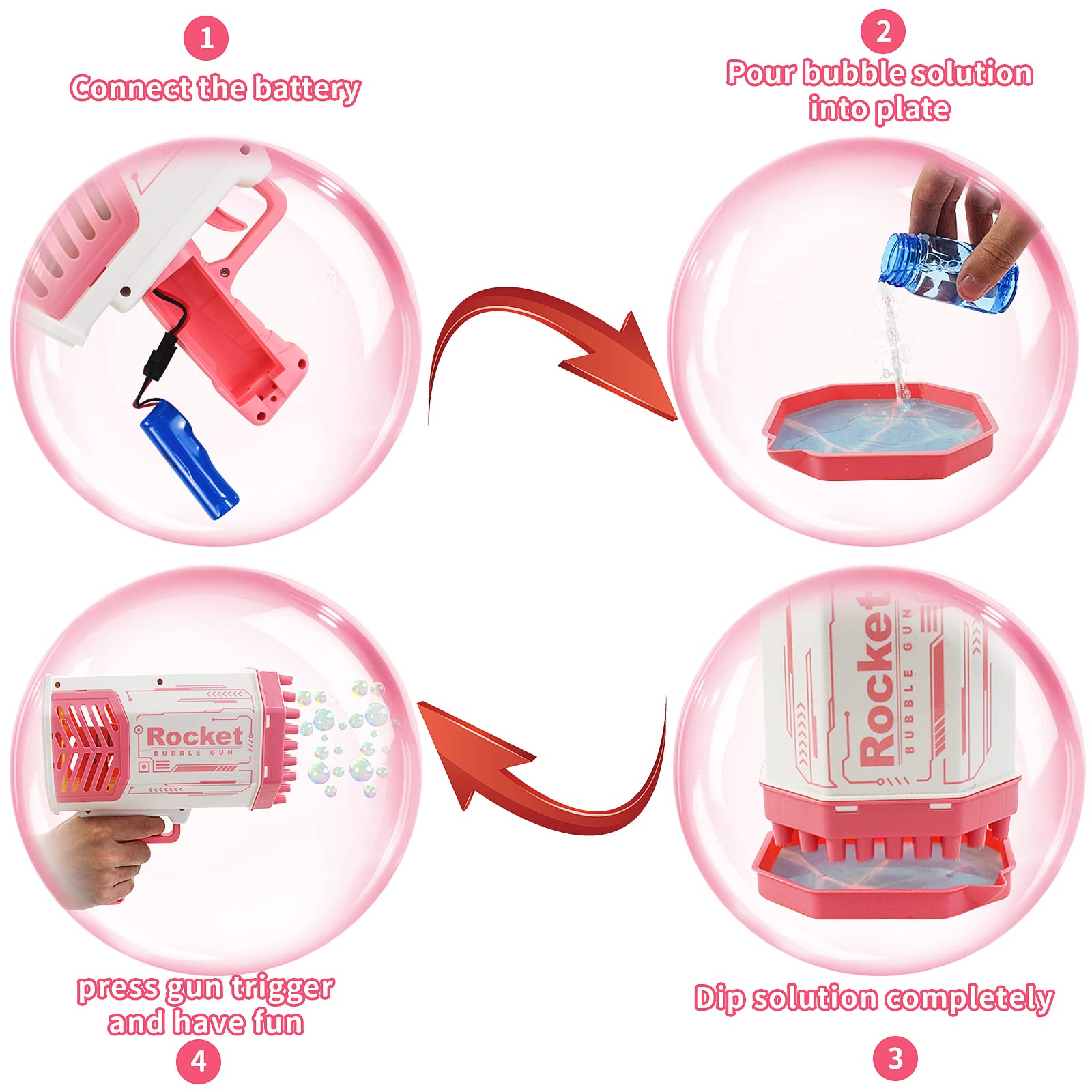 69 Holes Bubble Machine Gun with Lights | High-Output Automatic Bubble Blower for Kids