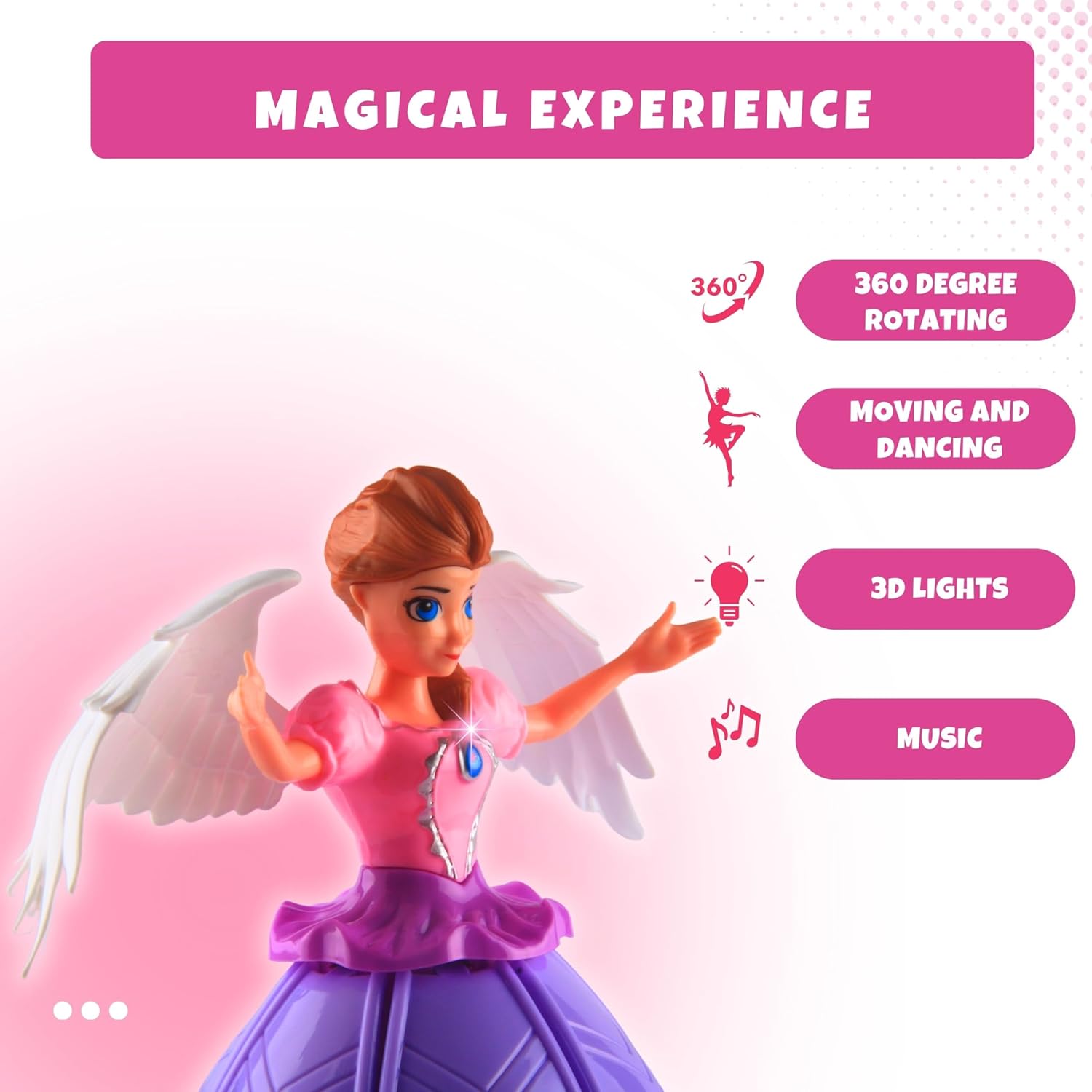 Butterfly Princess Doll with Music & Lights | 360° Rotating Dancing Toy for Girls