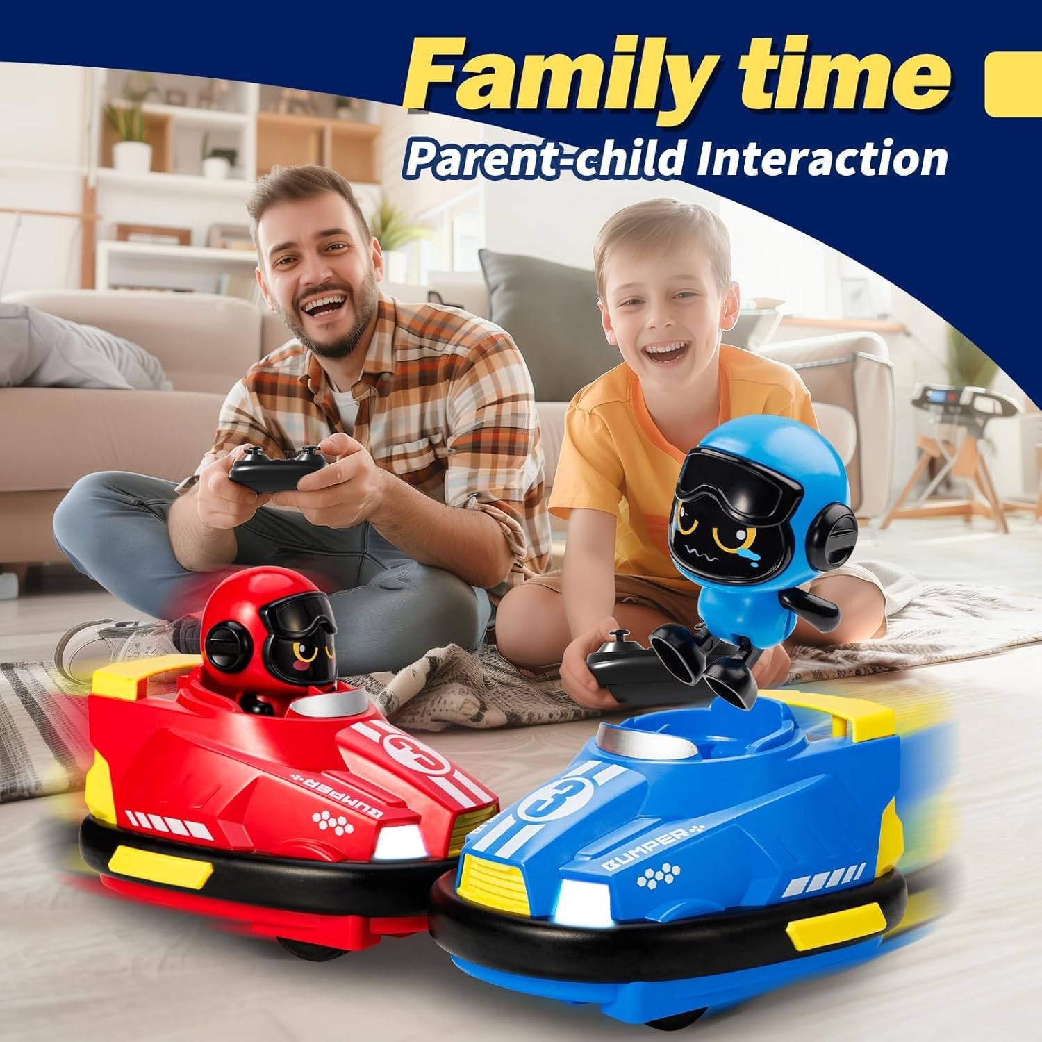 2Pcs RC Cute Mini Spray Bumper Cars with Lights & Sound | Rechargeable Remote Control Toy Cars for Kids