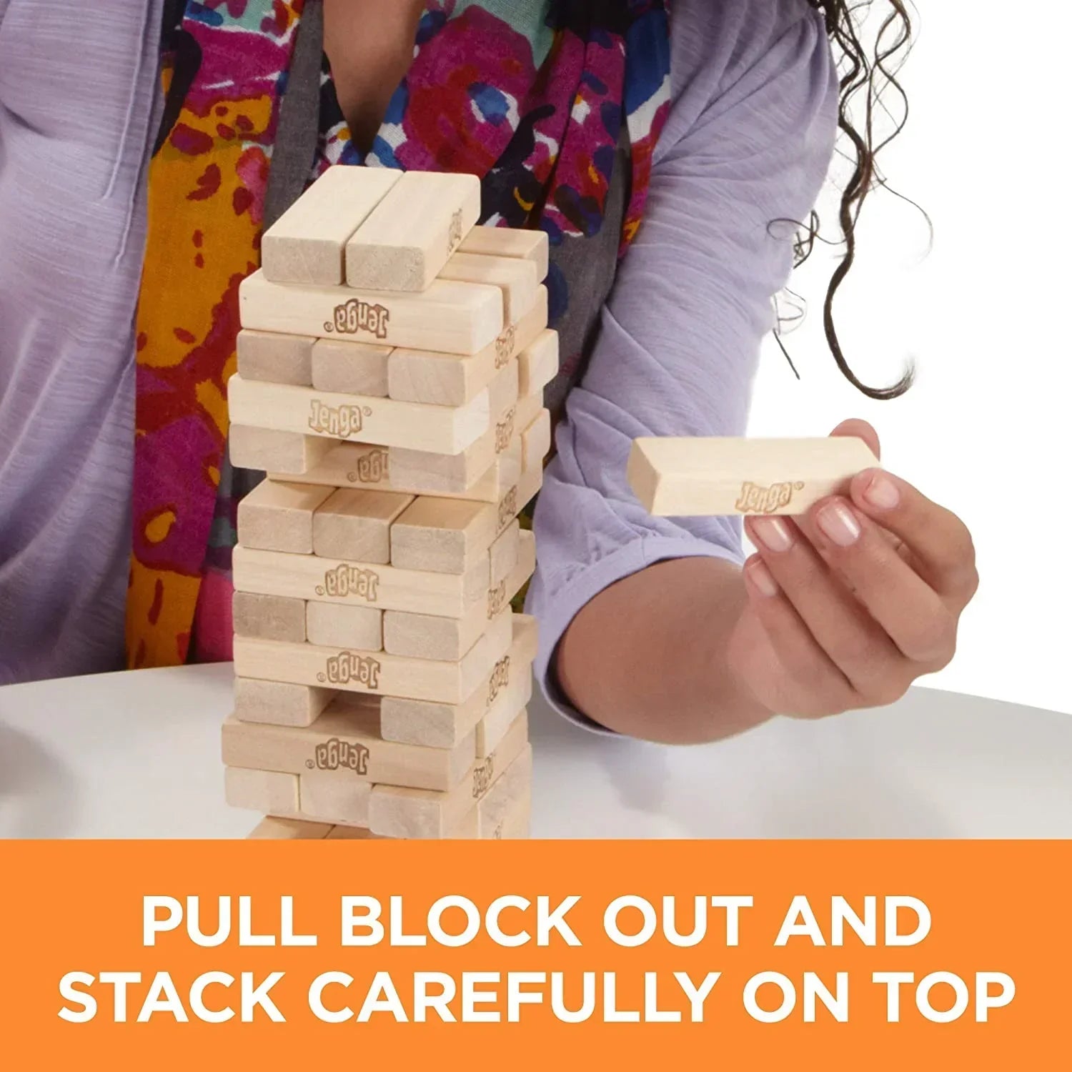 Classic Wooden Jenga Game with Premium Storage Box | Family Party Game for Kids & Adults