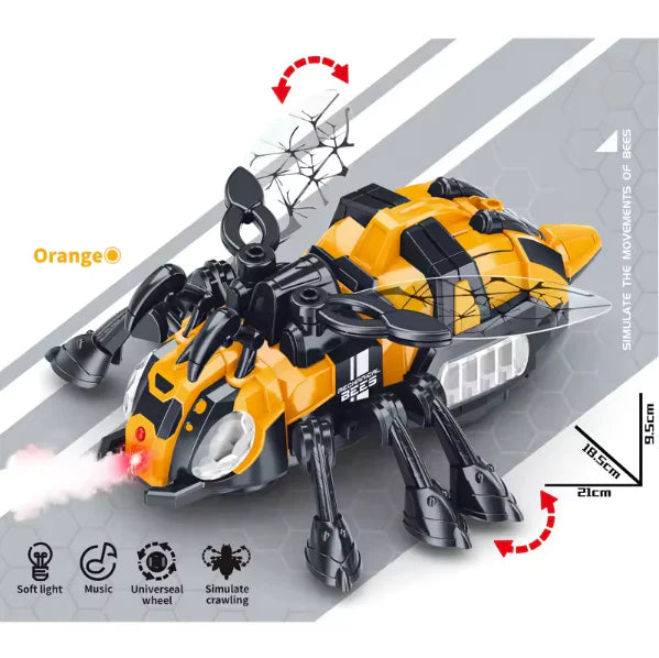 RC Spray Bee Robot Toy | Remote Control Insect with Mist Spray, LED Lights & Music