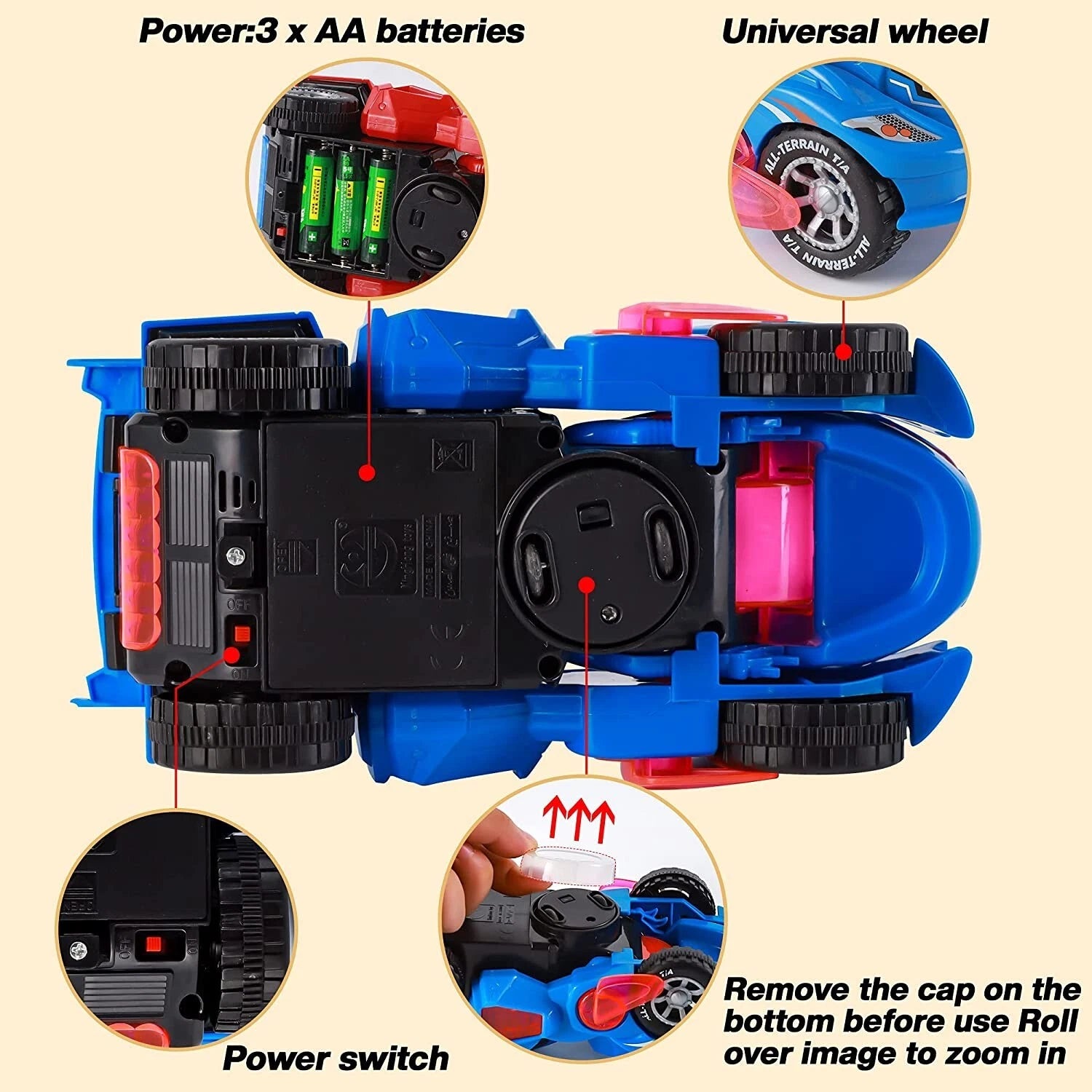 Deform Dinosaur Transforming Toy Car | Auto-Change Robot with Lights, Music & Bump & Go